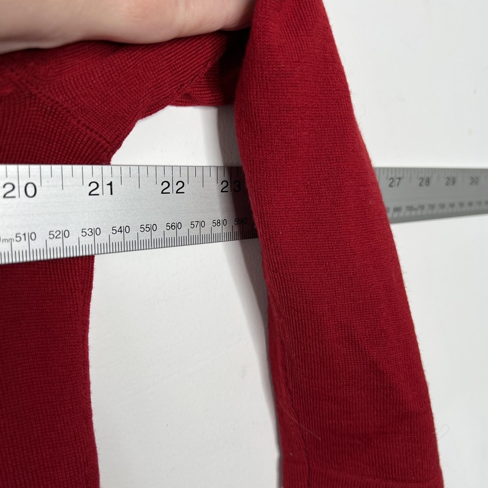 Talbots Sweater Cardigan Womens Large Red 100% Merino Wool Ruffle Open Front - Picture 4 of 9
